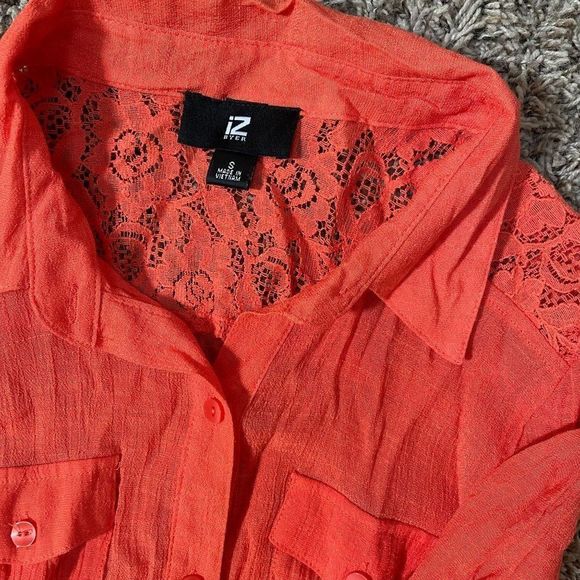 iZBYER Women's Pink Long Sleeve Collared Button-Down Top Size Small - Picture 4 of 8